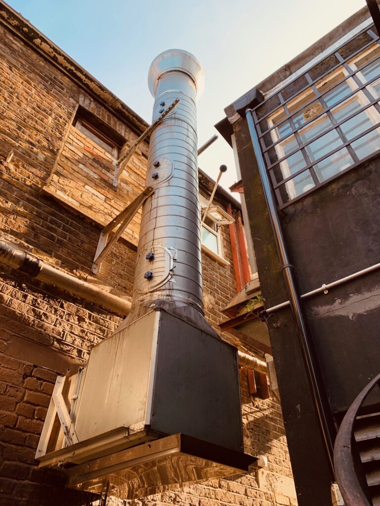 Commercial kitchen extraction system inspected by ACP Environmental Consultants for odour assessments, including odour survey, odour impact assessment, odour management plan, and odour risk assessment.